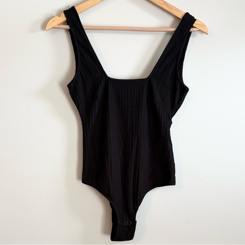 Black Ribbed Bodysuit